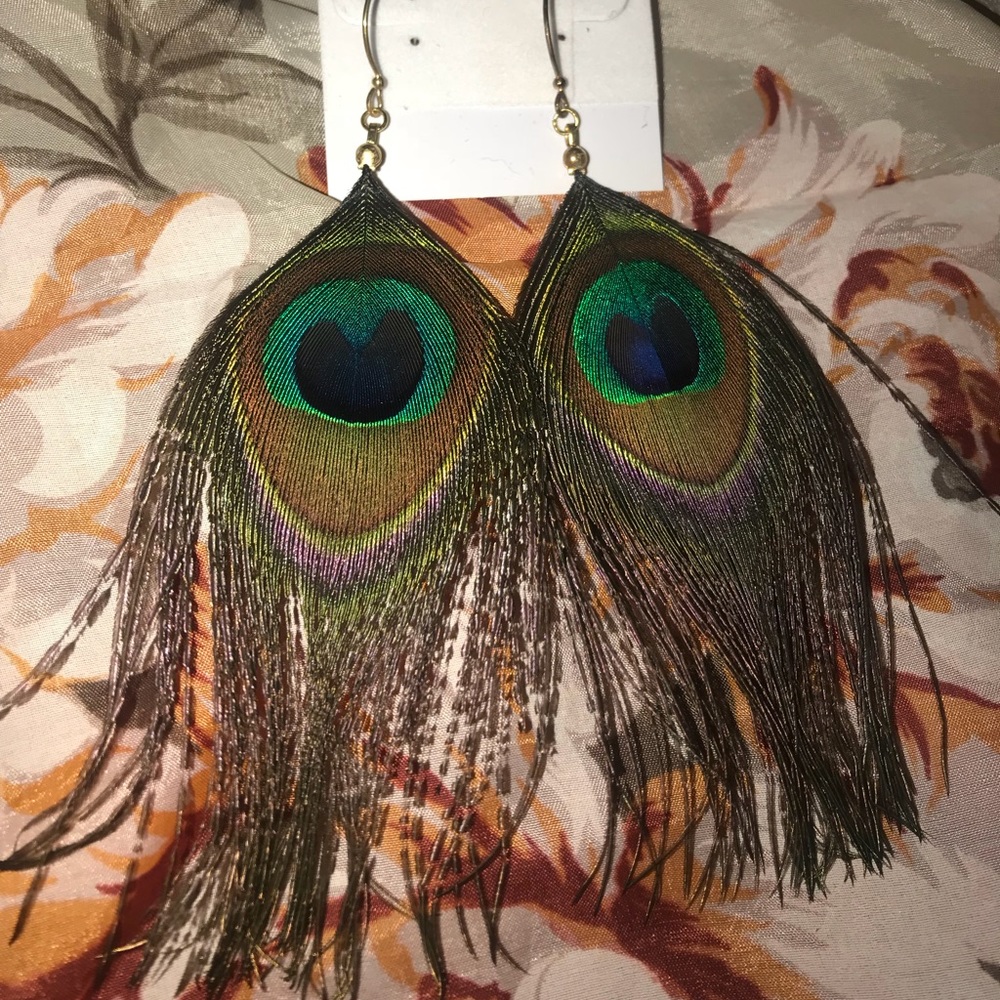 Peacock feather earrings